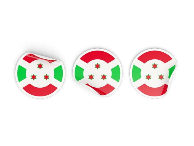 Три круглые наклейки. Скачать флаг. Бурунди