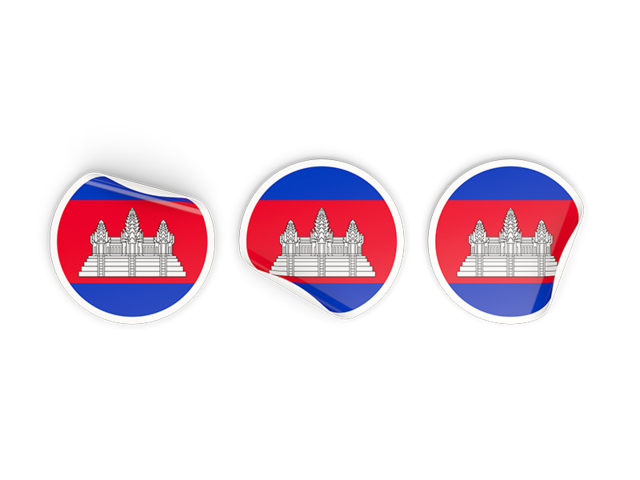 Three round labels. Download flag icon of Cambodia at PNG format