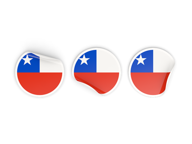Three round labels. Download flag icon of Chile at PNG format