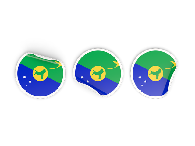Three round labels. Download flag icon of Christmas Island at PNG format