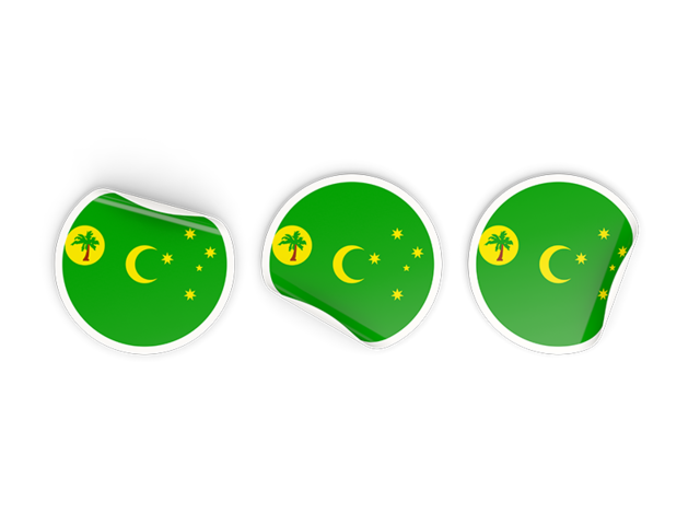 Three round labels. Download flag icon of Cocos Islands at PNG format