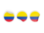 Colombia. Three round labels. Download icon.