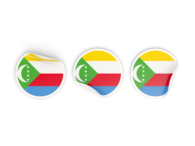 Three round labels. Download flag icon of Comoros at PNG format