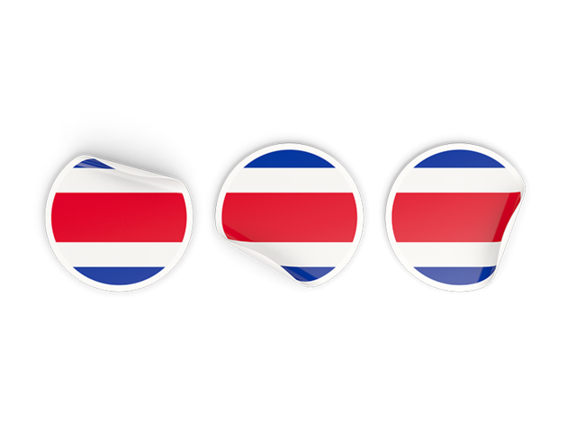 Три круглые наклейки. Скачать флаг. Коста-Рика