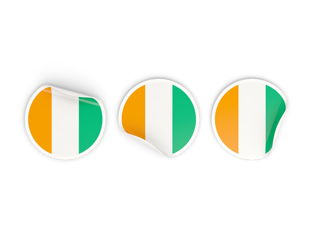 Три круглые наклейки. Скачать флаг. Кот-д'Ивуар
