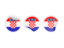 Croatia. Three round labels. Download icon.