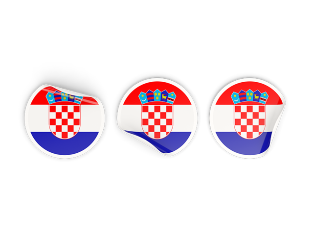 Three round labels. Download flag icon of Croatia at PNG format