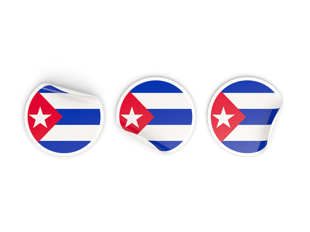 Three round labels. Download flag icon of Cuba at PNG format