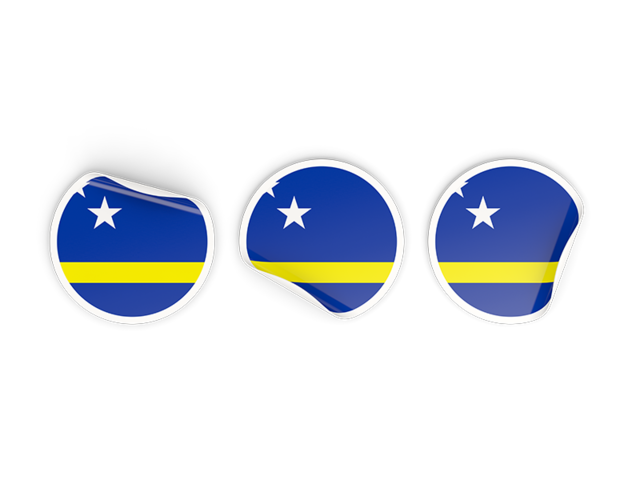 Three round labels. Download flag icon of Curacao at PNG format