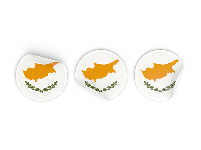 Three round labels. Download flag icon of Cyprus at PNG format