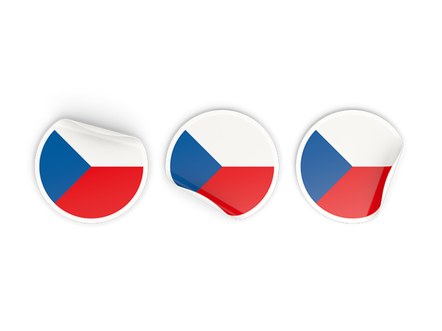 Three round labels. Download flag icon of Czech Republic at PNG format