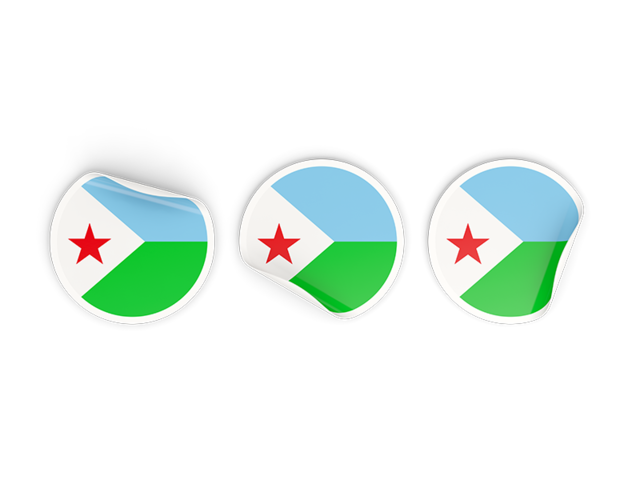 Three round labels. Download flag icon of Djibouti at PNG format