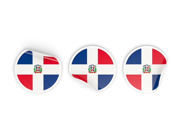 Три круглые наклейки. Скачать флаг. Доминиканская Республика