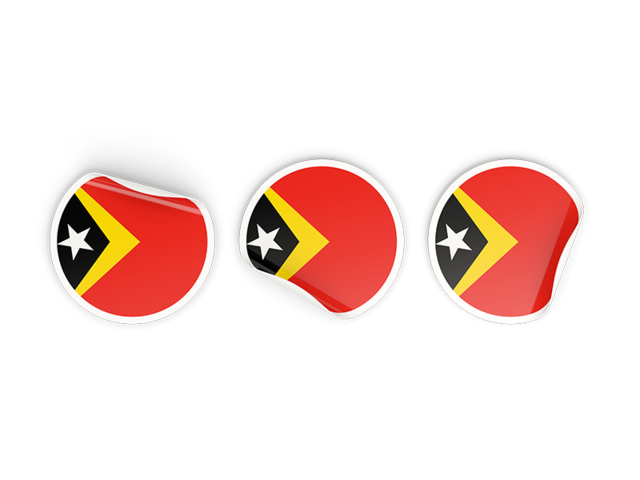 Три круглые наклейки. Скачать флаг. Восточный Тимор