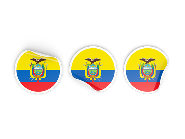 Three round labels. Download flag icon of Ecuador at PNG format