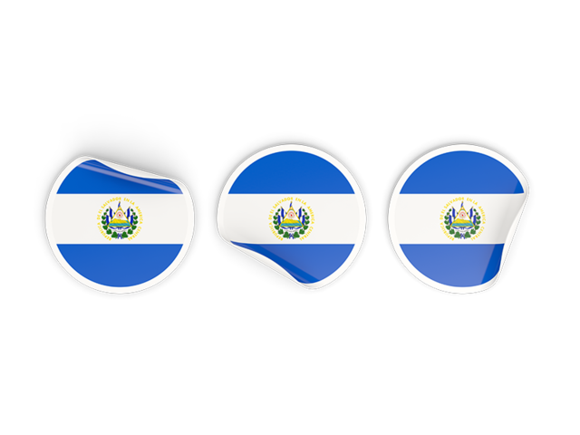 Three round labels. Download flag icon of El Salvador at PNG format