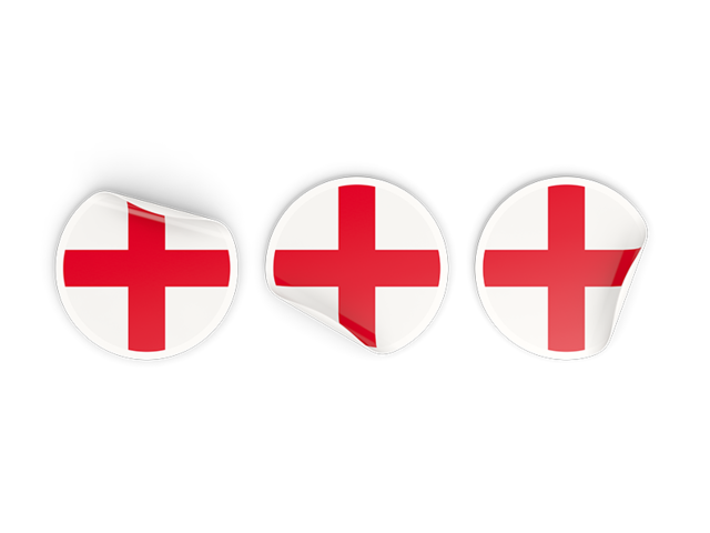 Three round labels. Download flag icon of England at PNG format