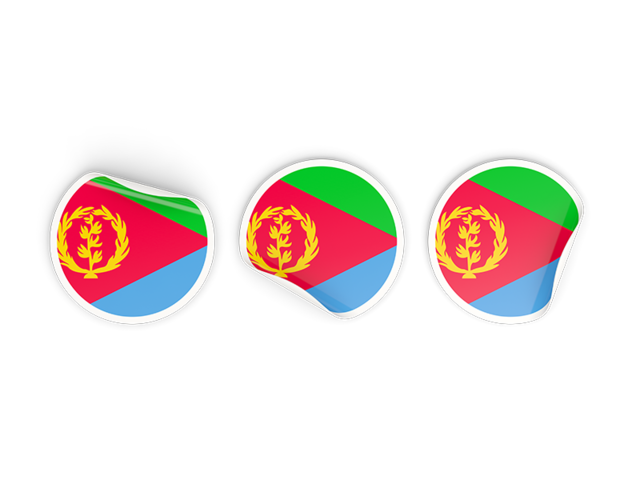 Три круглые наклейки. Скачать флаг. Эритрея
