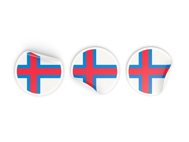 Three round labels. Download flag icon of Faroe Islands at PNG format