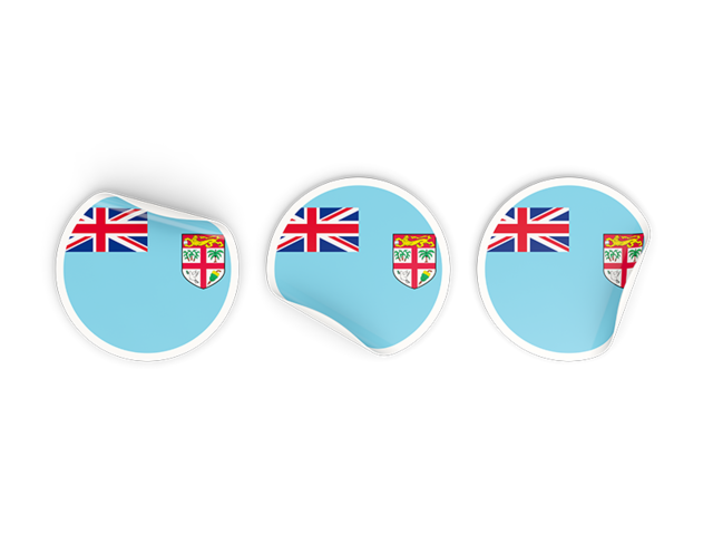 Three round labels. Download flag icon of Fiji at PNG format