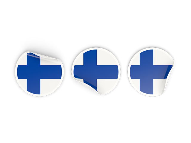 Три круглые наклейки. Скачать флаг. Финляндия