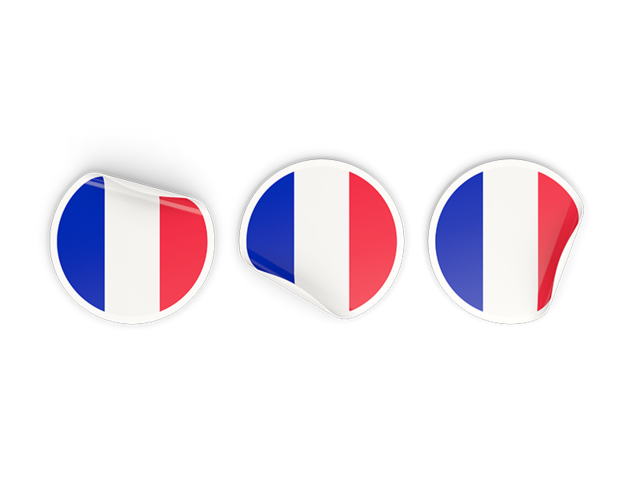 Three round labels. Download flag icon of France at PNG format