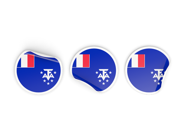 Three round labels. Download flag icon of French Southern and Antarctic Lands at PNG format