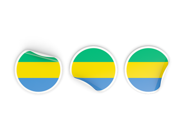 Three round labels. Download flag icon of Gabon at PNG format