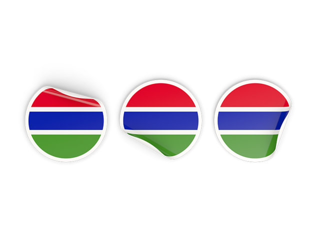Three round labels. Download flag icon of Gambia at PNG format