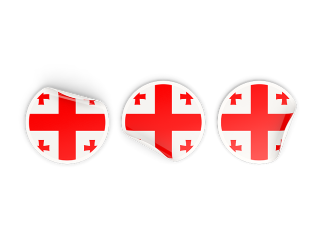 Three round labels. Download flag icon of Georgia at PNG format