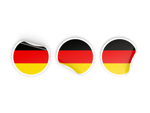 Three round labels. Download flag icon of Germany at PNG format