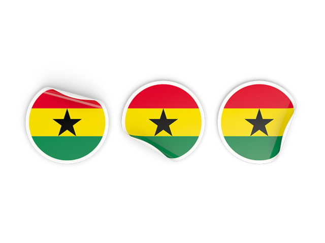 Три круглые наклейки. Скачать флаг. Гана