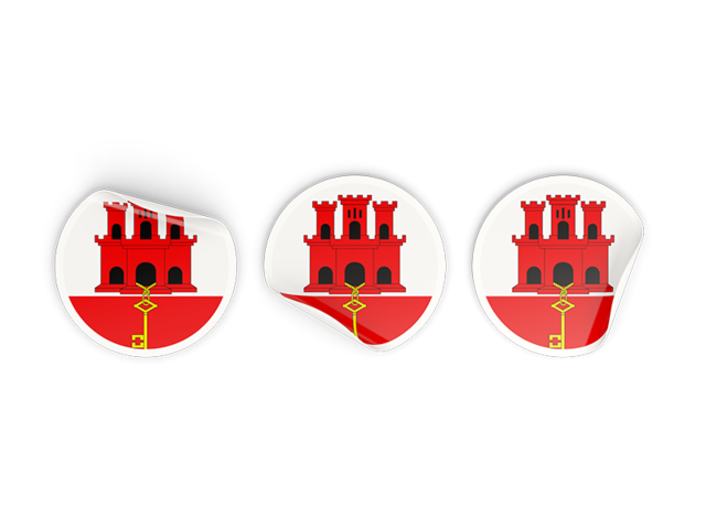 Three round labels. Download flag icon of Gibraltar at PNG format