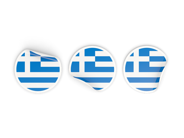 Three round labels. Download flag icon of Greece at PNG format