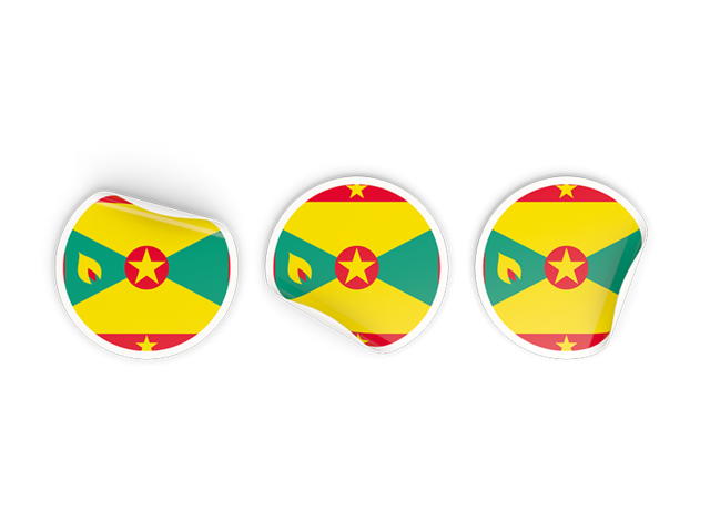 Three round labels. Download flag icon of Grenada at PNG format