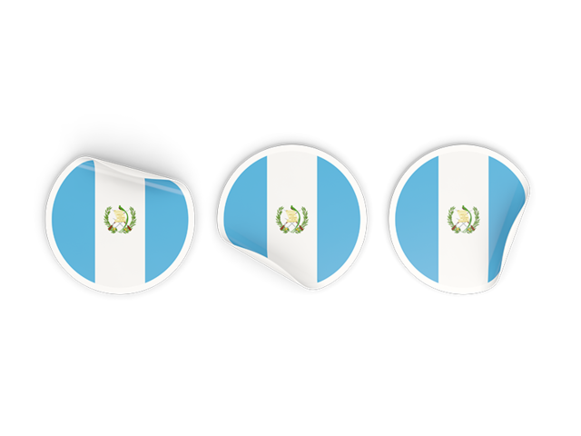 Three round labels. Download flag icon of Guatemala at PNG format