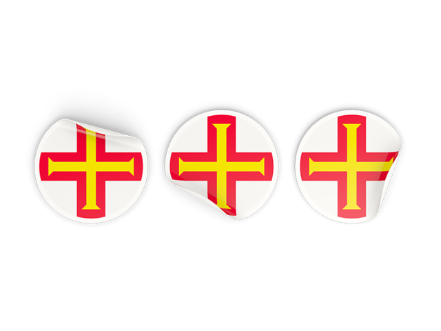 Three round labels. Download flag icon of Guernsey at PNG format