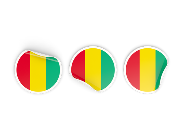 Three round labels. Download flag icon of Guinea at PNG format