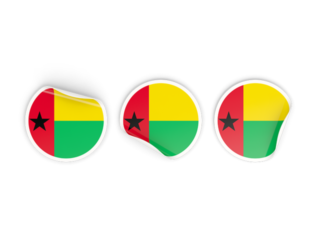 Three round labels. Download flag icon of Guinea-Bissau at PNG format