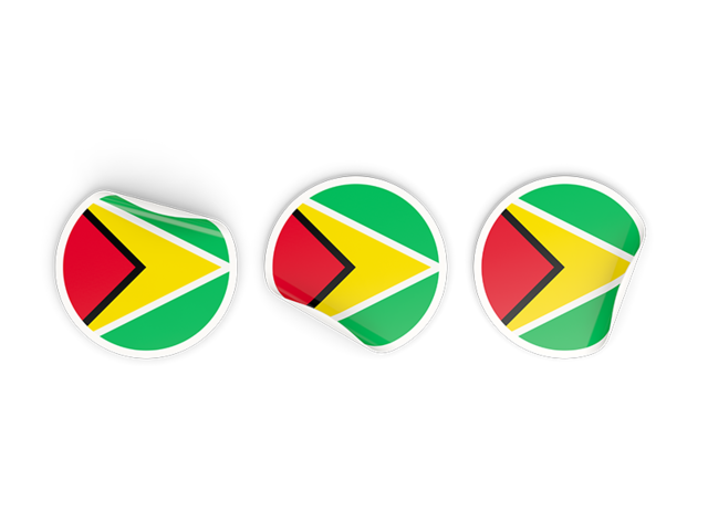Three round labels. Download flag icon of Guyana at PNG format
