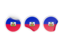 Haiti. Three round labels. Download icon.