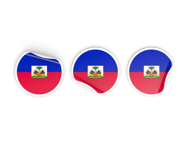 Three round labels. Download flag icon of Haiti at PNG format