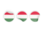 Hungary. Three round labels. Download icon.