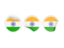 India. Three round labels. Download icon.