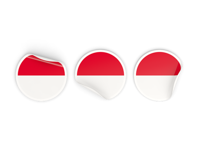 Three round labels. Download flag icon of Indonesia at PNG format