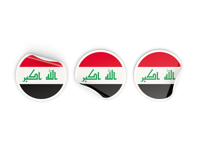 Three round labels. Download flag icon of Iraq at PNG format
