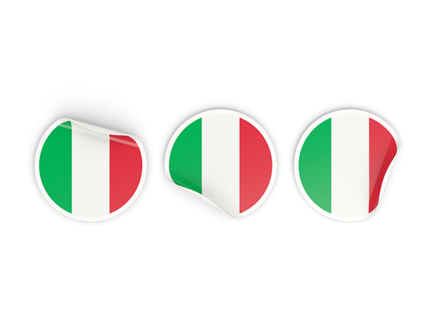 Three round labels. Download flag icon of Italy at PNG format