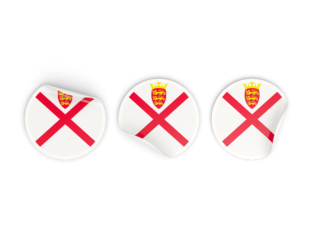 Three round labels. Download flag icon of Jersey at PNG format