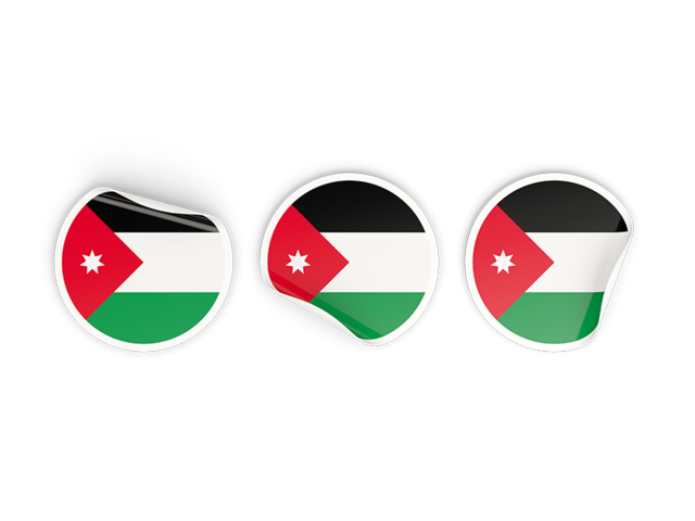 Three round labels. Download flag icon of Jordan at PNG format
