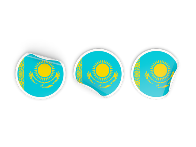 Three round labels. Download flag icon of Kazakhstan at PNG format